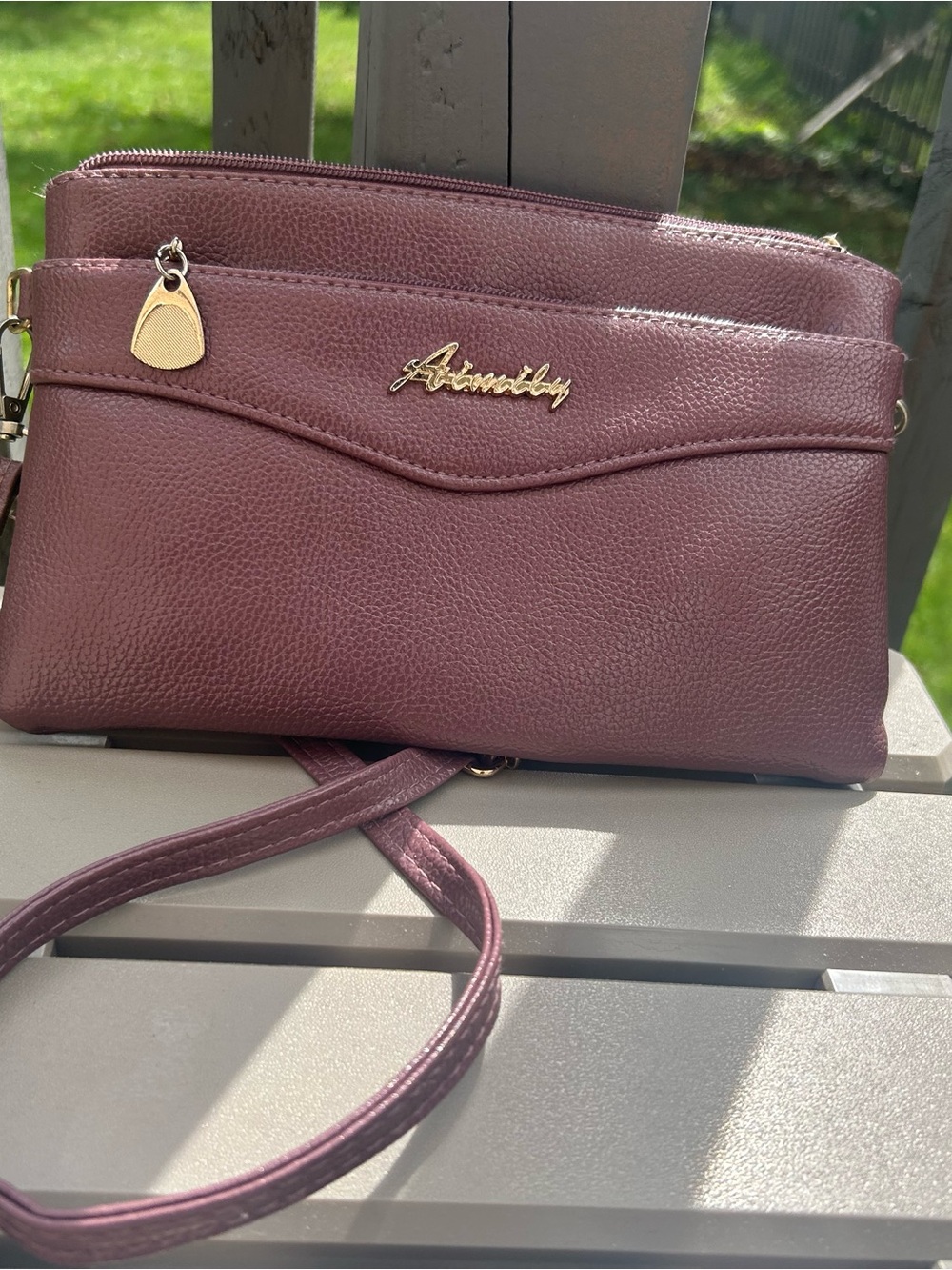 Women sling bag, multi pocket cross body bag, dusty rose color